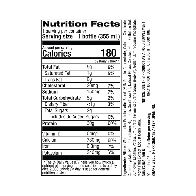 Jocko Mölk 30g Grass Fed Protein Shakes – No Added Sugar Protein Drinks KETO Friendly - Ready to Drink 12 FL Oz (Pack of 12) Sweet Cream Coffee