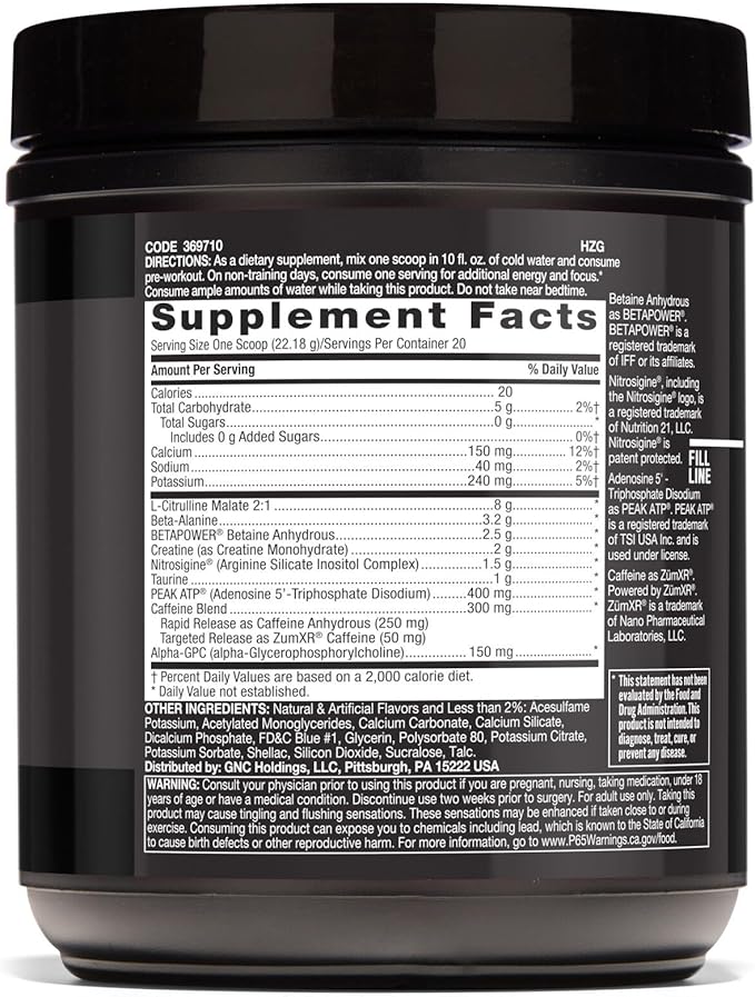 BEYOND RAW LIT AF | Advanced Formula Clinical Strength Pre-Workout Powder | Contains Caffeine, L-Citruline, and Nitrosigine | ICY Fireworks | 20 Servings