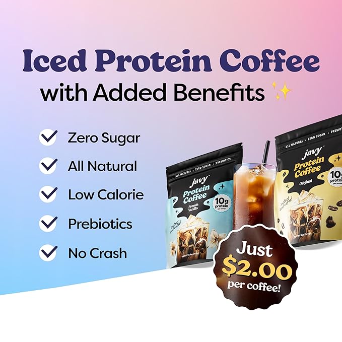Javy Hazelnut Protein Coffee - Premium Whey Protein & Instant Iced Coffee - 100% Arabica Coffee - Zero Artificial Flavors & Sweeteners, 6 Servings
