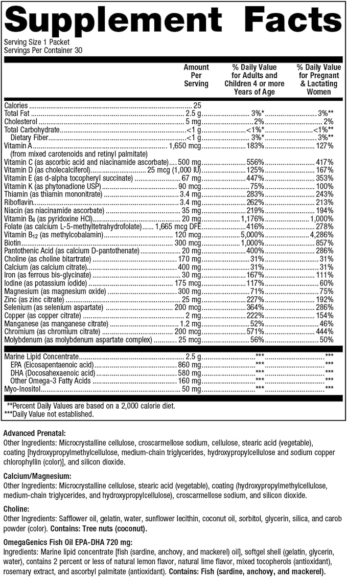 Metagenics Wellness Essentials Pregnancy - Prenatal, Pregnancy & Nursing Support* - with Omega-3 Fatty Acids - Folate & Antioxidants - Multivitamins for Women - 30 Packets
