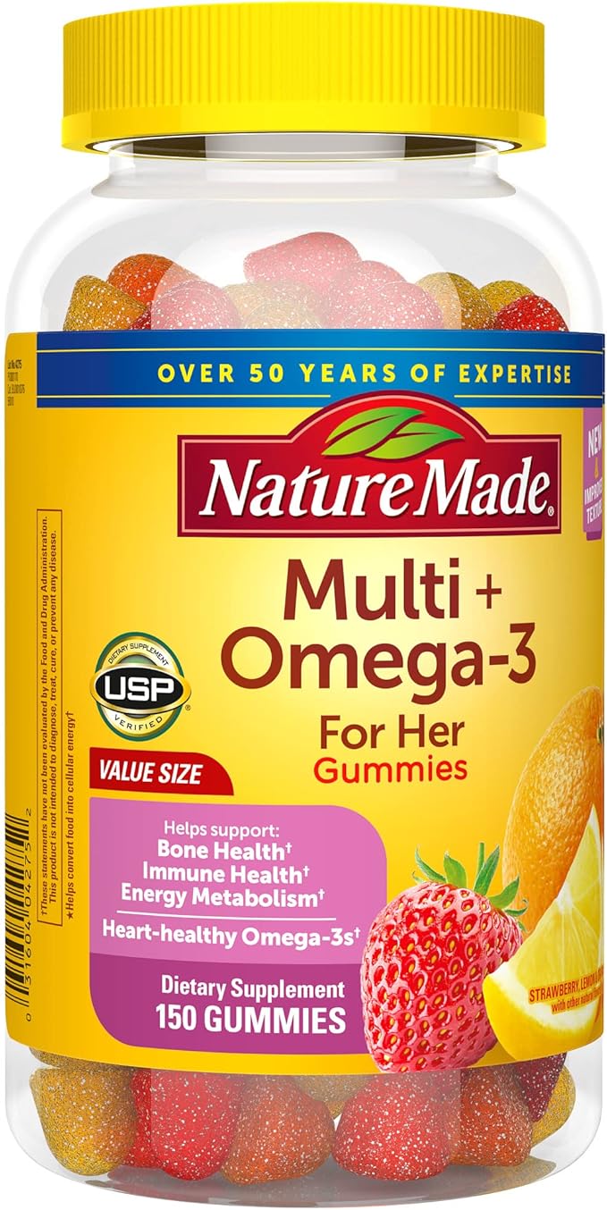 Nature Made Womens Multivitamin with Omega-3, Multivitamin for Women for Daily Nutritional Support, 150 Gummies, 75 Day Supply