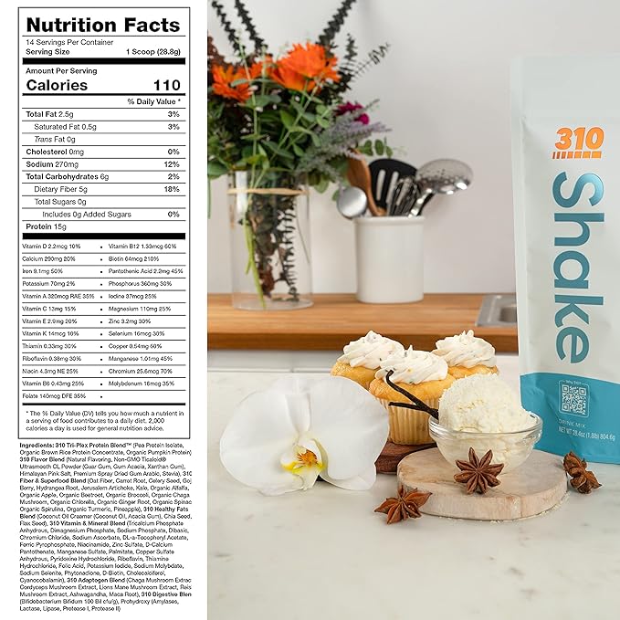 310 Nutrition – All-In-One Meal Replacement Shake - New Formula with Fiber Rich Vegan Superfood Blend - Natural Sweeteners - Low Carb Shake, Keto & Paleo Friendly - Gluten Free - 26 Essential Vitamins & Minerals - Triple Flavor Pack