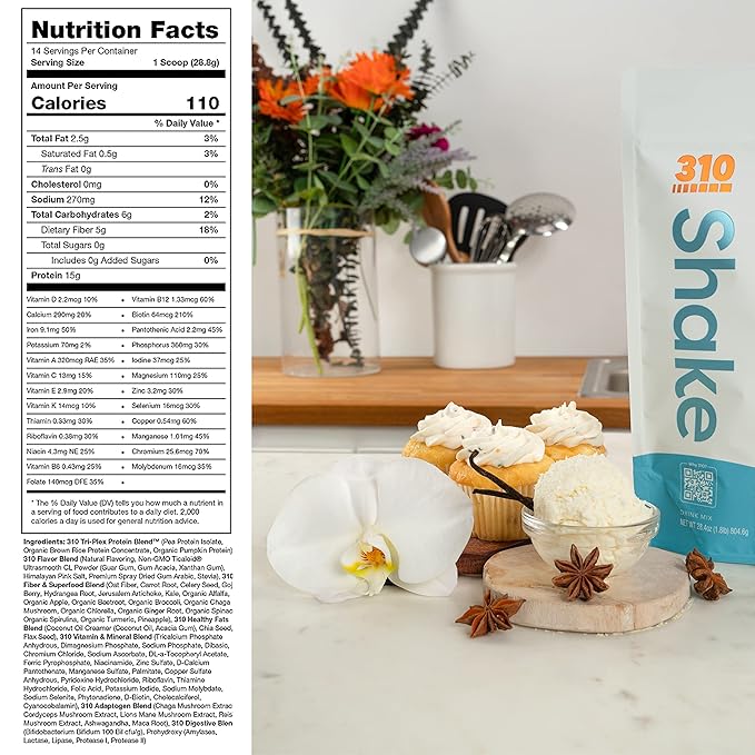 310 Nutrition – All-In-One Meal Replacement Shake - New Formula with Fiber Rich Vegan Superfood Blend - Natural Sweeteners - Low Carb Shake, Keto & Paleo Friendly - Gluten Free - 26 Essential Vitamins & Minerals - Triple Flavor Pack