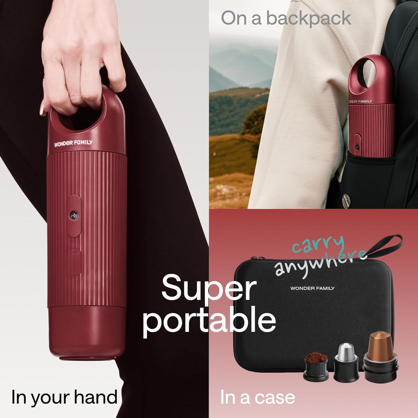 Portable Espresso Maker for Travel - Coffee Maker 5 Cup with Cold Water, 150 Cup with Preheated Water - Expresso Coffee Machine for Grounds, DG & NS Capsule - Automatic Espresso Machine, Type-C Charge