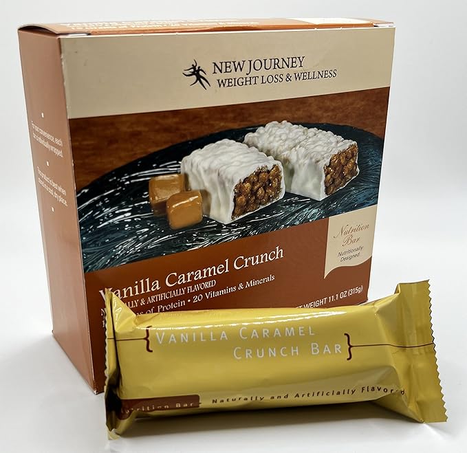 Vanilla Caramel Crunch Bar - New Journey Weight Loss & Wellness - High Protein Meal Replacement Nutrition Bar (7 bars/box)