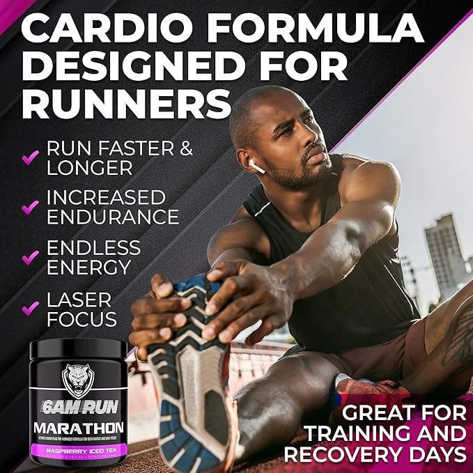 6AM Run Marathon, Pre-Workout Powder for Distance Running, Essential Amino Energy for Cardio & Stamina, All-Natural High-Energy Formula with No Jitters, Raspberry Iced Tea, 40 Servings