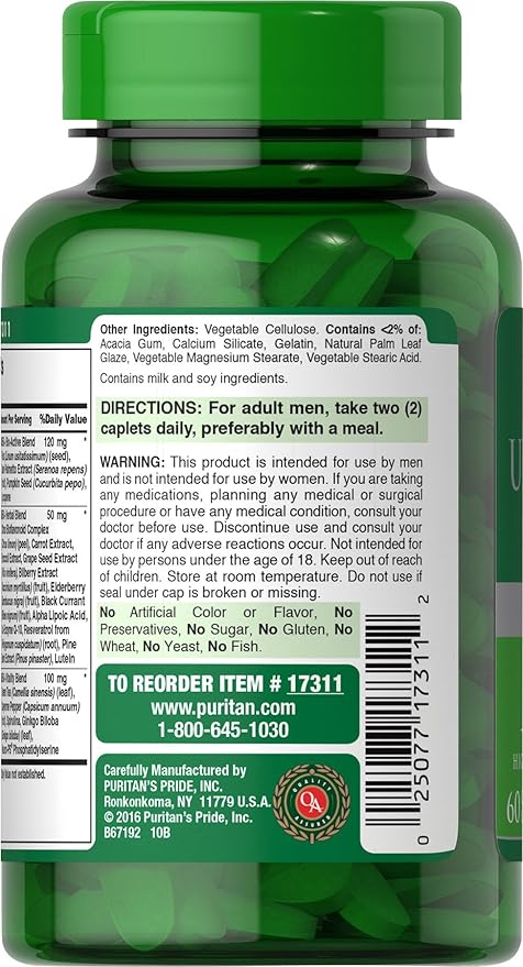 Puritan's Pride High Potency Ultra Man 50 Plus Coated Caplets, 60 Count