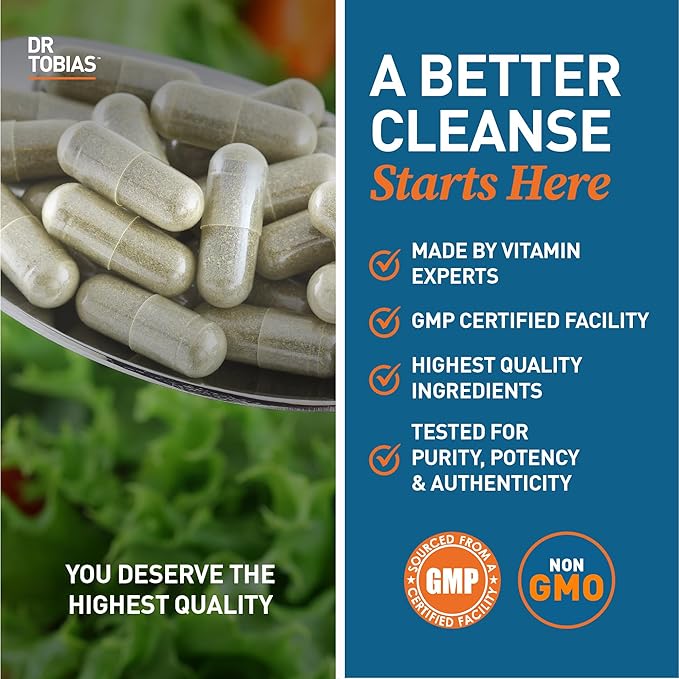Dr. Tobias Colon 14 Day Cleanse, Advanced Gut Cleanse Detox for Women & Men with Cascara Sagrada, Psyllium Husk, Senna Leaf & Probiotics, Non-GMO Colon Cleanse, 24 Capsules, 1-2 Daily