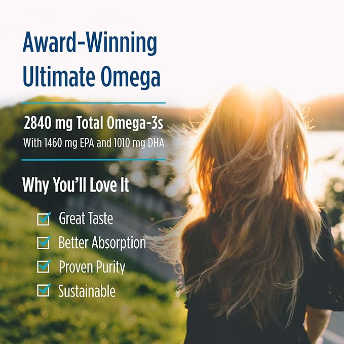 Nordic Naturals Ultimate Omega Liquid, Lemon Flavor - 8 oz - 2840 mg Omega-3 - High-Potency Omega-3 Fish Oil Supplement with EPA & DHA - Promotes Brain & Heart Health - Non-GMO - 48 Servings