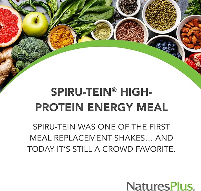 Natures Plus SPIRU-TEIN - Chocolate Peanut Butter - 1.2 lbs, Spirulina Protein Powder - 17 Servings