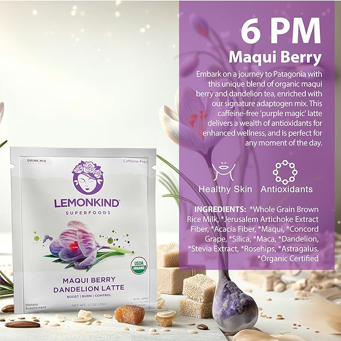 LEMONKIND Organic 3 Day Cleanse with Clinically Studied Prickly Pear - Keto-friendly, Plant-Based Protein & Gluten-Free, 15 Lattes (Coffee, Chocolate, Vanilla, Maqui & Matcha) + Blender Bottle