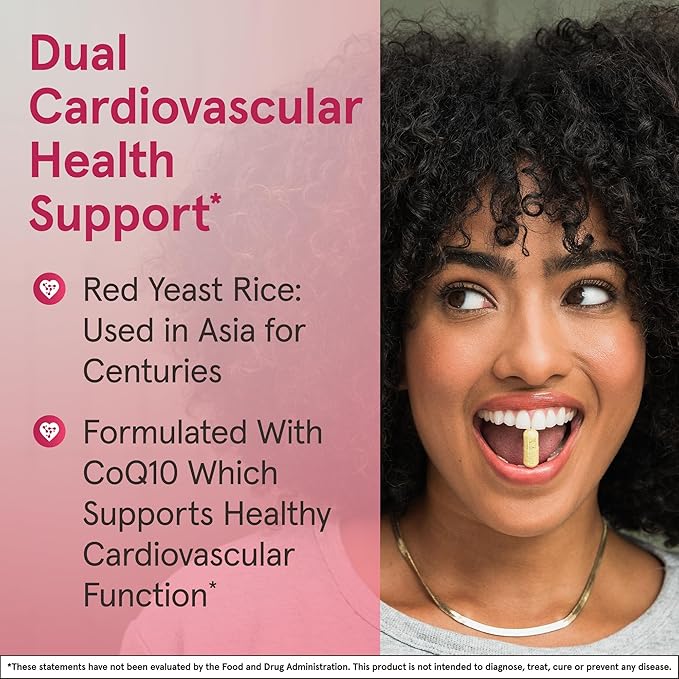 Jarrow Formulas Red Yeast Rice 1200 mg & Co-Q10 100 mg Per Serving - 120 Veggie Caps - 60 Servings - Herbal Heart Health Dietary Supplement - Supports Cardiovascular & Heart Health - Vegan