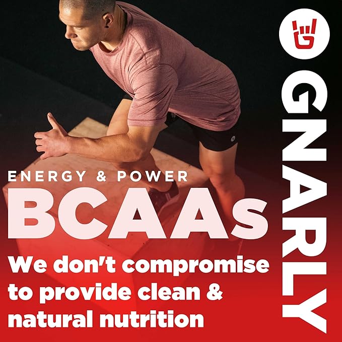 Gnarly Nutrition BCAA Powder - Pre-Workout BCAAS Amino Acids, NSF Sport Certified, Supplement to Support and Rebuild Muscle - Berry Lemonade, Caffeine (10.58oz)