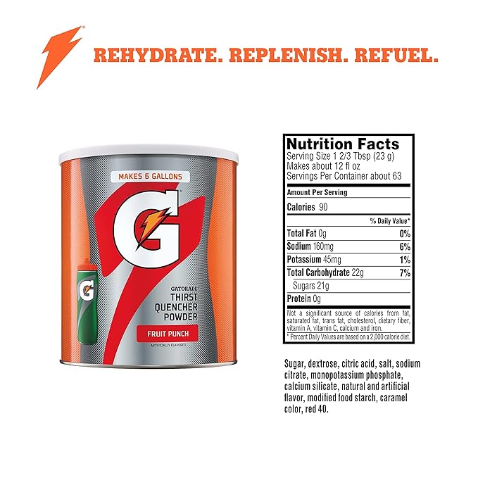 Gatorade Powder Canister Fruit Punch, 51 Ounce (Pack of 3)