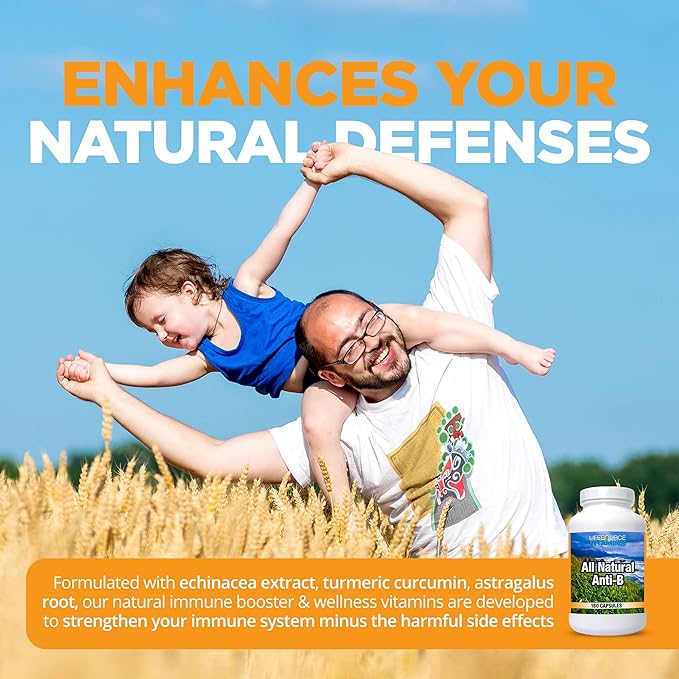 LifeSourceVitamins All Natural Anti-B for Immune Support, 14 All Natural Ingredient with Echinacea & Garlic Extract, 180 Immune Defense Capsules