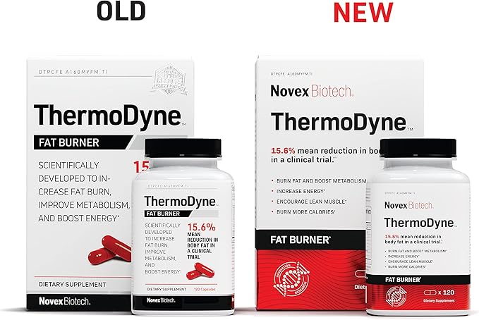 Novex Biotech ThermoDyne - Thermogenic Fat Burner – Appetite Suppressant – Metabolism Boost – Burn Calories – Energy Booster – Improve Focus – Fat Burning Pills – Promote Lean Muscle Tone - 120 Pills