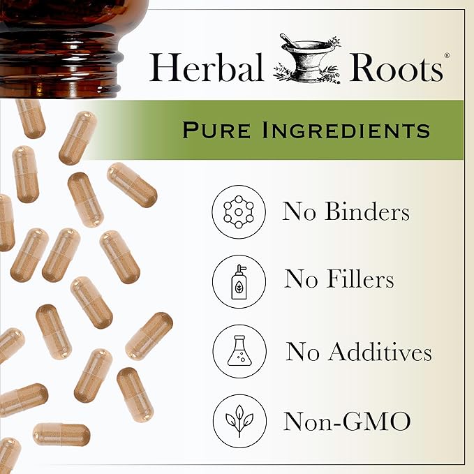 Herbal Roots Ginkgo Biloba Made with Pure Organic Ginkgo Leaf - 1,400mg per Serving, 60 Vegan Capsules