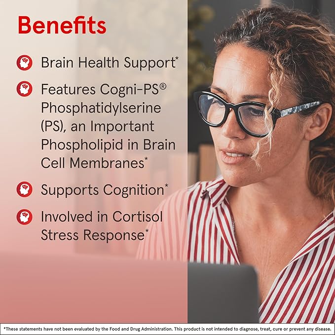 Jarrow Formulas PS100 Phosphatidylserine 100 mg, Dietary Supplement for Brain Health and Cognition Support, 30 Softgels, 10-30 Day Supply, Pack of 12