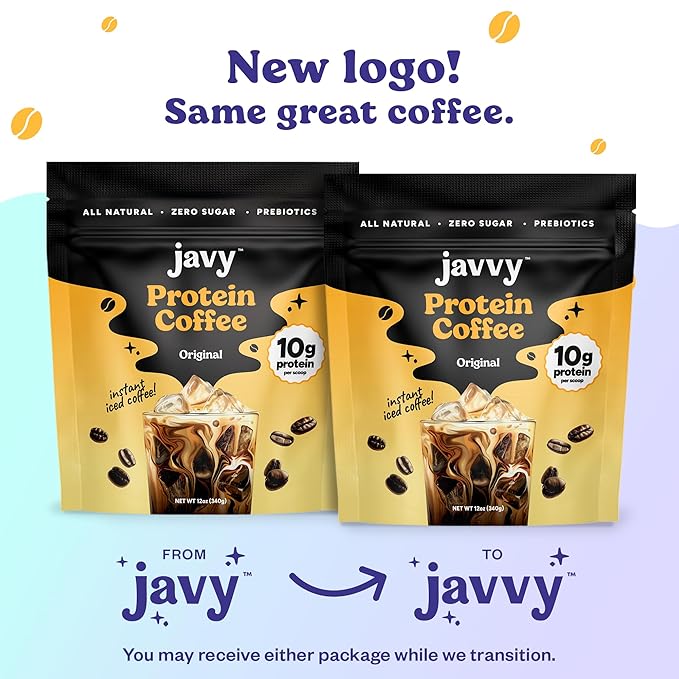 Javy French Vanilla Protein Coffee - Premium Whey Protein & Instant Iced Coffee - 100% Arabica Coffee - Zero Artificial Flavors & Sweeteners, 6 Servings