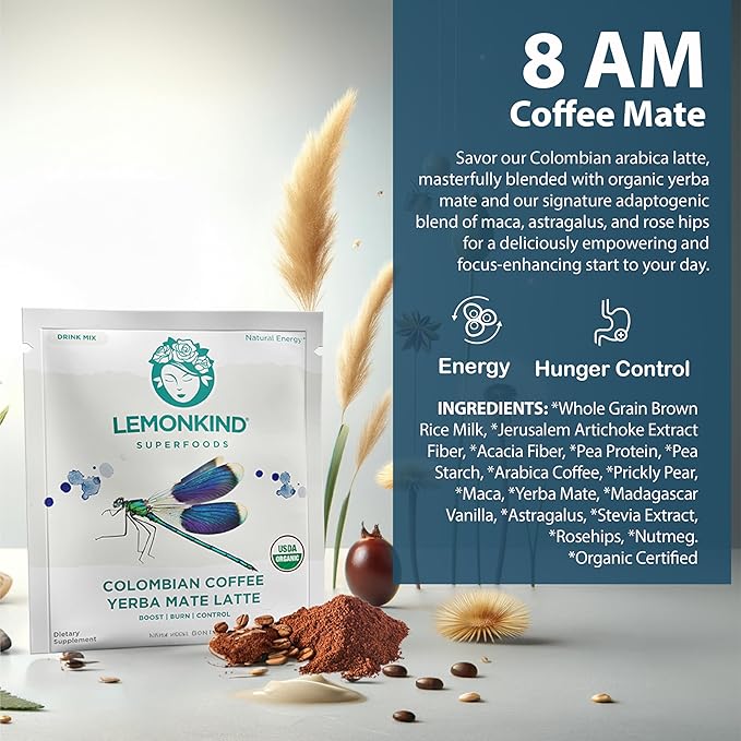 LEMONKIND Organic 3 Day Cleanse with Clinically Studied Prickly Pear - Keto-friendly, Plant-Based Protein & Gluten-Free, 15 Lattes (Coffee, Chocolate, Vanilla, Maqui & Matcha) + Blender Bottle