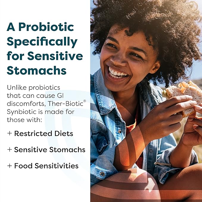 Klaire Labs Ther-Biotic Synbiotic Probiotic & a Prebiotic - Digestive Health & Immune Support∗ - Lactobacillus & Bifidobacterium Strains - Low-FODMAP Probiotic Supplement for Men & Women (60 Capsules)