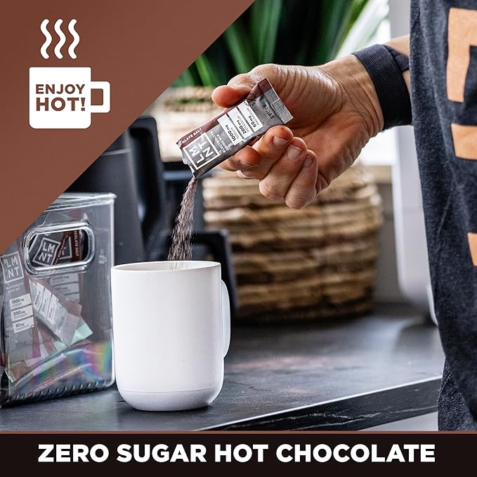 LMNT Zero Sugar Hot Chocolate or Coffee Mixer - Chocolate Salt | Drink Mix | 12-Count