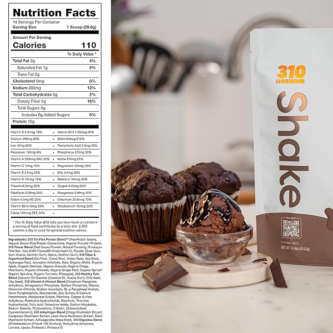 310 Nutrition – All-In-One Meal Replacement Shake - New Formula with Fiber Rich Vegan Superfood Blend - Natural Sweeteners - Low Carb Shake, Keto & Paleo Friendly - Gluten Free - 26 Essential Vitamins & Minerals - Triple Flavor Pack