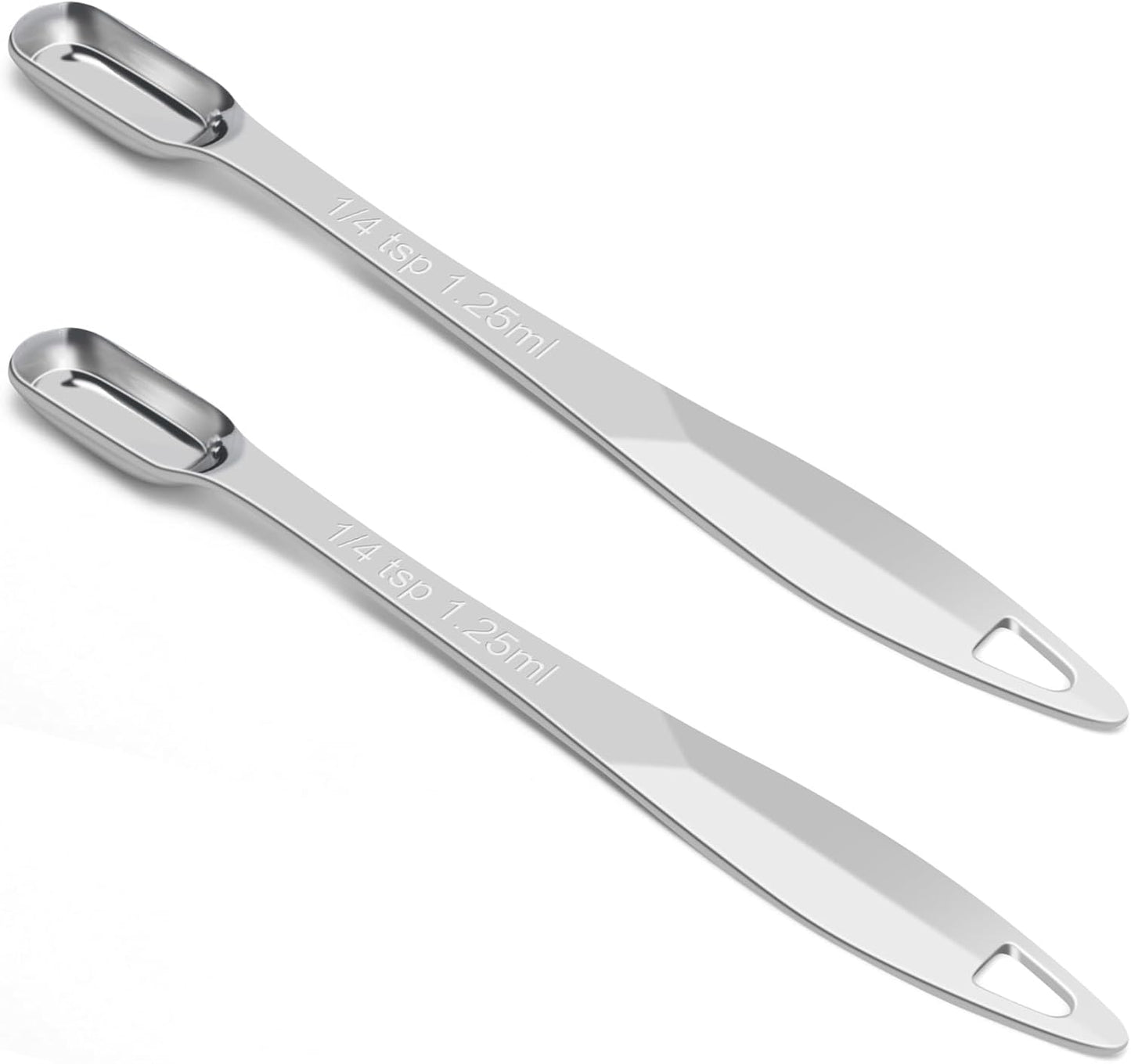 2 Pcs 1/4 Teaspoon(1.25 mL | 1/4 Tsp | 1/16 Tbsp | 1.25 cc | 1/32 oz) Stainless Steel Single Measuring Spoon, Long Handle Metal Measuring Spoon, Kitchen Gadgets for Cooking & Baking