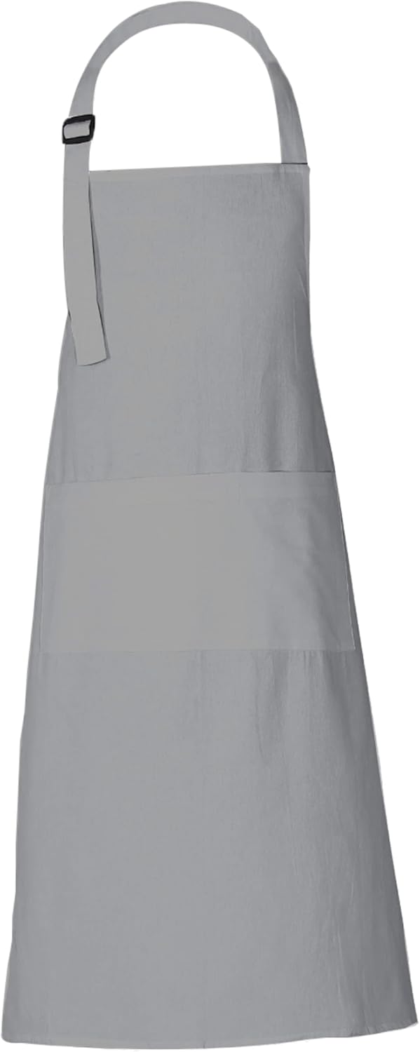 RAJRANG 100% Cotton Cooking Apron with 3 Pockets Kitchen Chef BBQ Adjustable Bib Aprons for Women Men