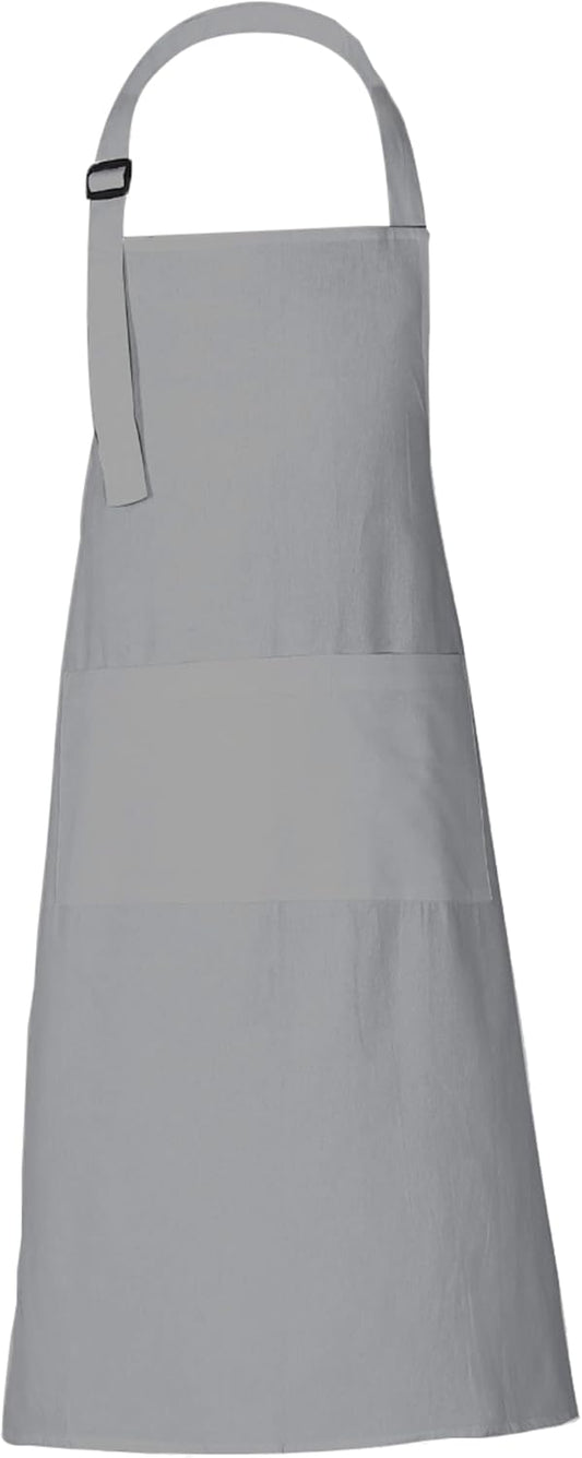 RAJRANG 100% Cotton Cooking Apron with 3 Pockets Kitchen Chef BBQ Adjustable Bib Aprons for Women Men