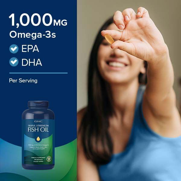 GNC Triple Strength Omega-3 Fish Oil Mini's 1000mg | Heart, Brain, Joint & Eye Support with EPA & DHA | Non-GMO Gluten Free | 240 Mini Softgels