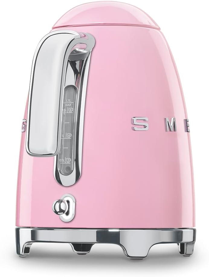 SMEG 50's Retro Style Electric Water Kettle with Automatic Shutoff, Removable Base, and Water Indicator, KLF03PKUS, Pink