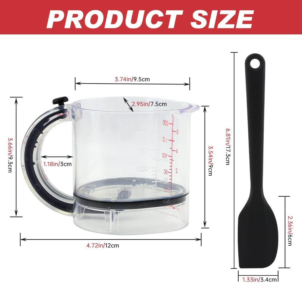 4-in-1 Adjustable Measuring Cup with Silicone Scraper, 250 ml / 1 Cup (¼, ⅓, ½, 1 Cup)