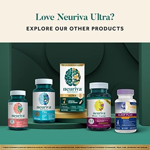 NEURIVA Ultra Decaffeinated Clinically Tested Nootropic Brain Supplement for Mental Alertness, Memory, Focus & Concentration, Cognivive, Neurofactor, Phosphatidylserine, 60ct Capsules (Pack of 2)