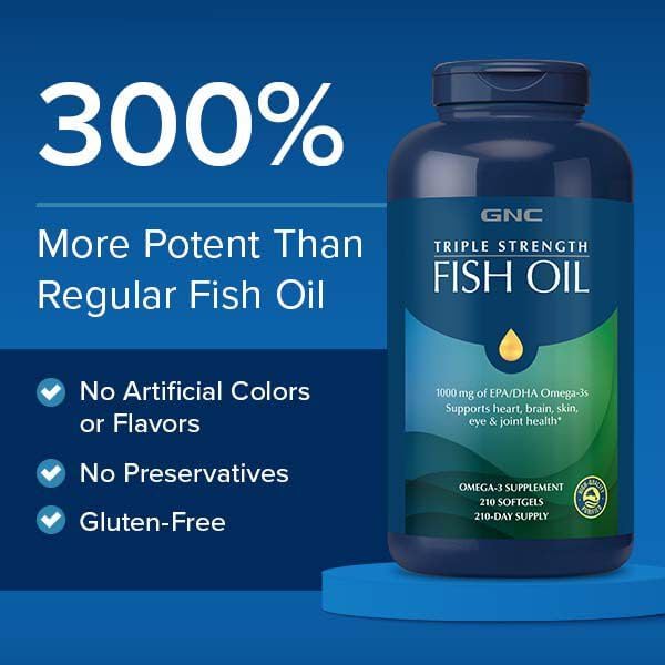 GNC Triple Strength Omega-3 Fish Oil Mini's 1000mg | Heart, Brain, Joint & Eye Support with EPA & DHA | Non-GMO Gluten Free | 240 Mini Softgels