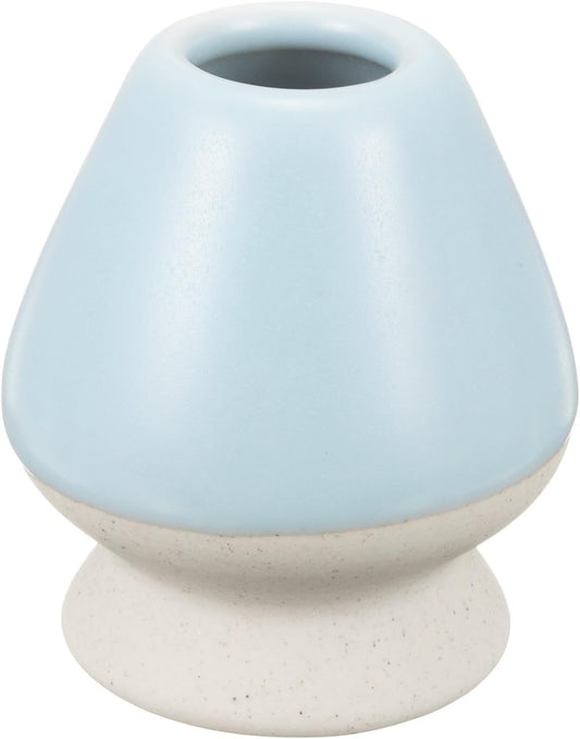 HARFINGTON Ceramic Chasen Stand 70mm Matcha Whisk Holder Teas Set Whisks Stand Traditional Matcha Tea Chasen Holder Tea Set Accessories for Tea Tasting, Beige/Cyan