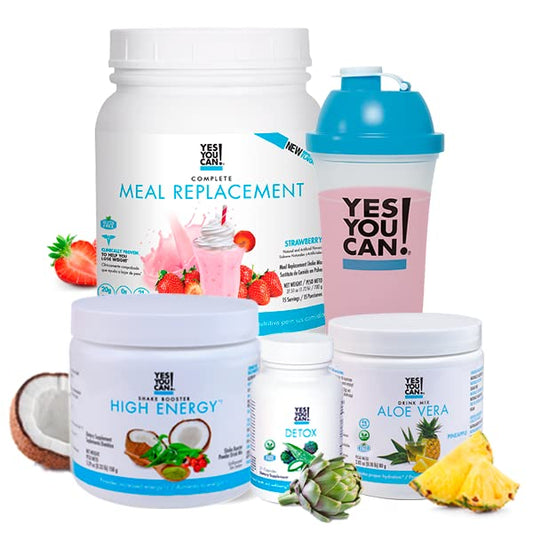 Yes You Can! Detox Plus Kit (Meal Replacement Strawberry, Aloe Vera Pineapple) - Complete Meal Replacement Powder, High Energy Shake Booster, Aloe Vera Detox Supplement, Health Transformation