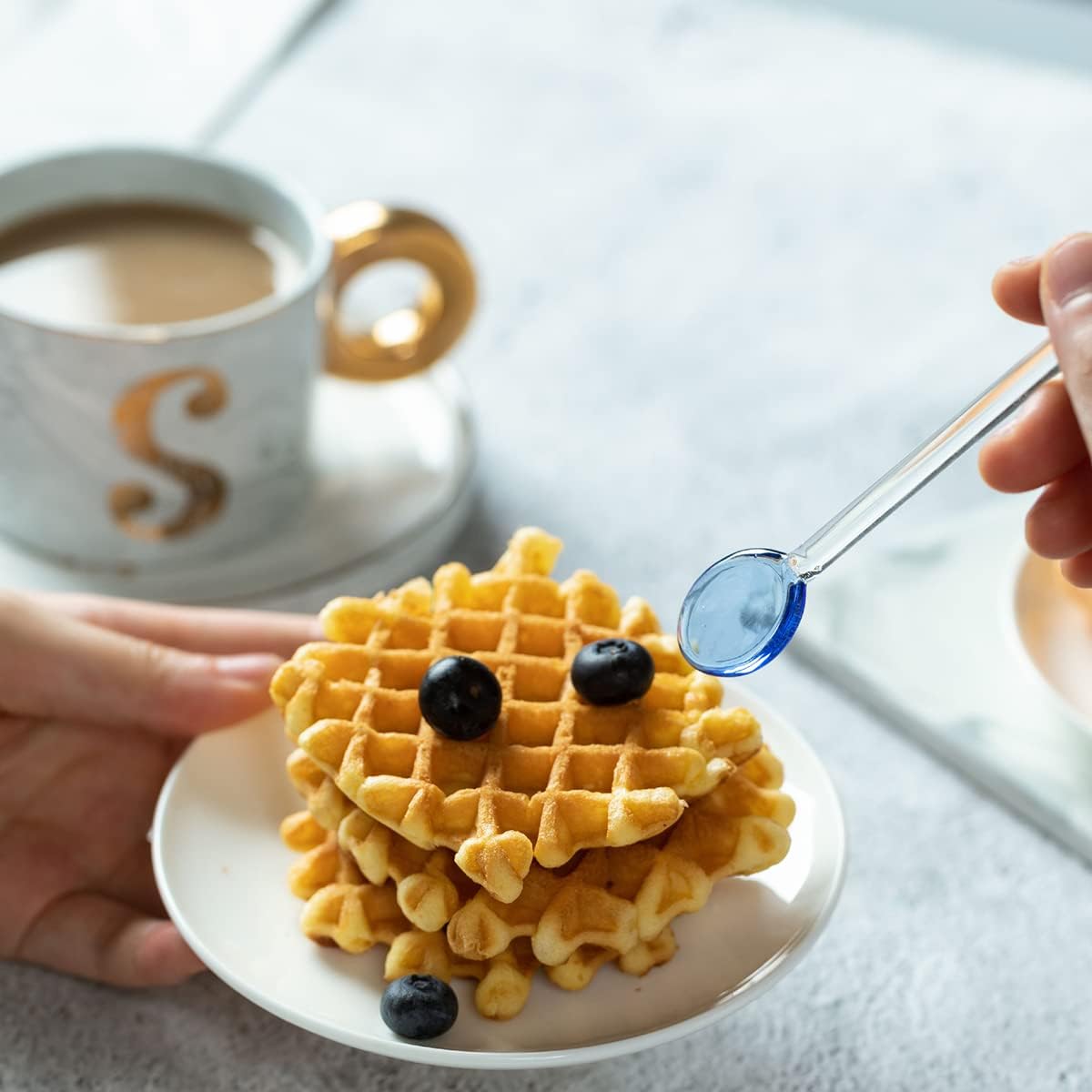 5 Pieces Glass Spoons for Coffee Teaspoons Glass Stirring Spoon Rod 5.9 inch Coffee Stirrers Ice Tea Spoon Glass Mixing Spoon for Tea SugarHome Bar Party