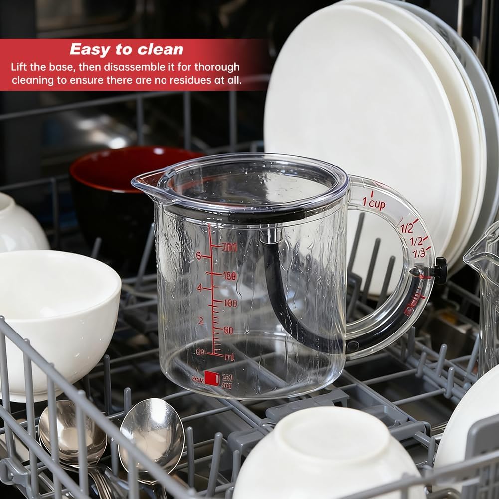 4-in-1 Adjustable Measuring Cup with Silicone Scraper, 250 ml / 1 Cup (¼, ⅓, ½, 1 Cup)