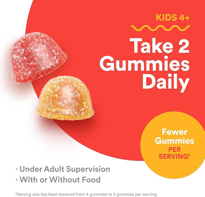 SmartyPants Kids Multivitamin Gummies - Improved Formula: Omega 3 (DHA/EPA), Vitamins D3, C, B12, B6, Vitamin A, K & Zinc, Gluten Free, Three Fruit Flavors, 60 Count (30 Day Supply)