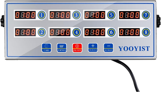 Kitchen Timers for Cooking – 8 Channel Commercial Kitchen Timer Restaurant Kitchen Supplies – Stainless Steel LED Technology Kitchen Timer Digital – Reminder Function, Loud Alarm, Silver