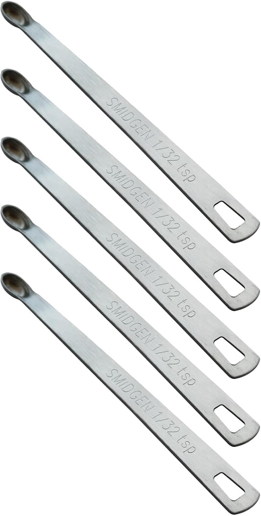 5PCS 1/32 Teaspoon(1/32tsp, 0.16ml, Smidgen) Single Tiny Measuring Spoon, Small Individual Stainless Steel Measure Spoons Only