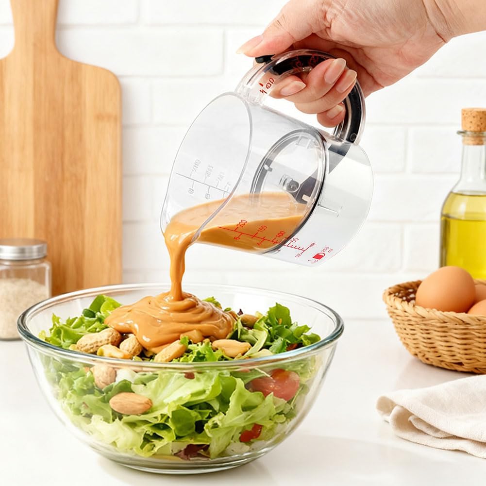 4-in-1 Adjustable Measuring Cup with Silicone Scraper, 250 ml / 1 Cup (¼, ⅓, ½, 1 Cup)