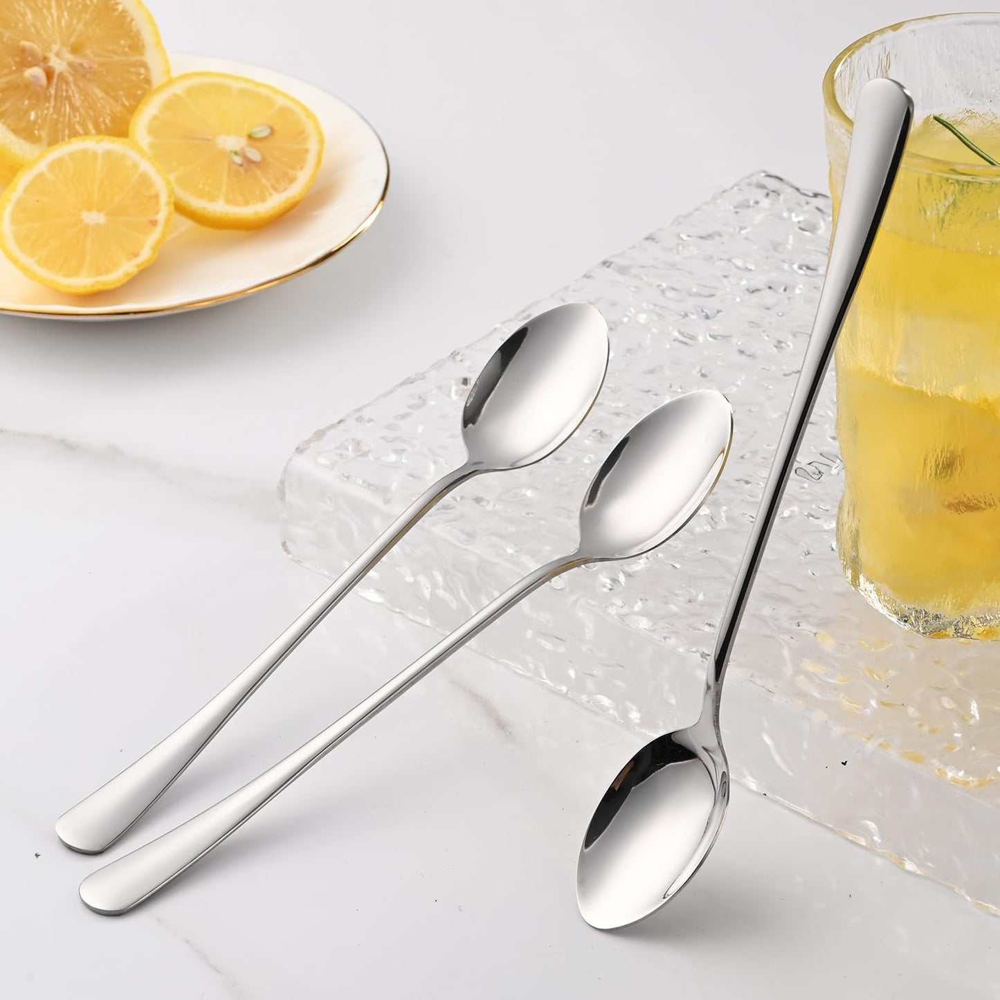 7.5 Inches Stainless Steel Iced Tea Spoons,Set Of 8 Long Stirring Spoons For Coffee,Cocktail,Ice Cream,Long Handle Iced Teaspoons For Bar
