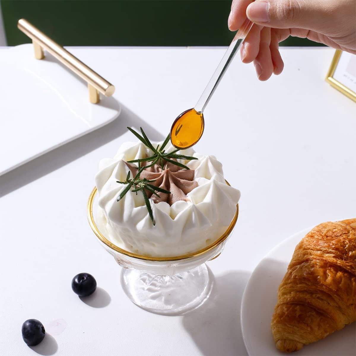 5 Pieces Glass Spoons for Coffee Teaspoons Glass Stirring Spoon Rod 5.9 inch Coffee Stirrers Ice Tea Spoon Glass Mixing Spoon for Tea SugarHome Bar Party