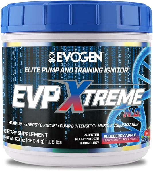 Evogen EVP Xtreme NO - Pre Workout Powder for Men & Women | Sugar Free Preworkout with Beta Alanine, Creatine, and Caffeine for Energy & Pump | Blueberry Apple | 40 Servings