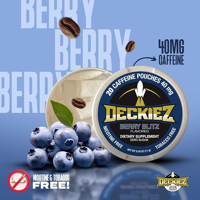 Caffeine Pouches, 1 Can (20 Pouches), Pre Workout Pouches, Coffee Pouches & Energy Drink Alternative, 40mg Caffeine per Pouch, Sugar Free Caffeine Supplement, Berry Blitz Flavor