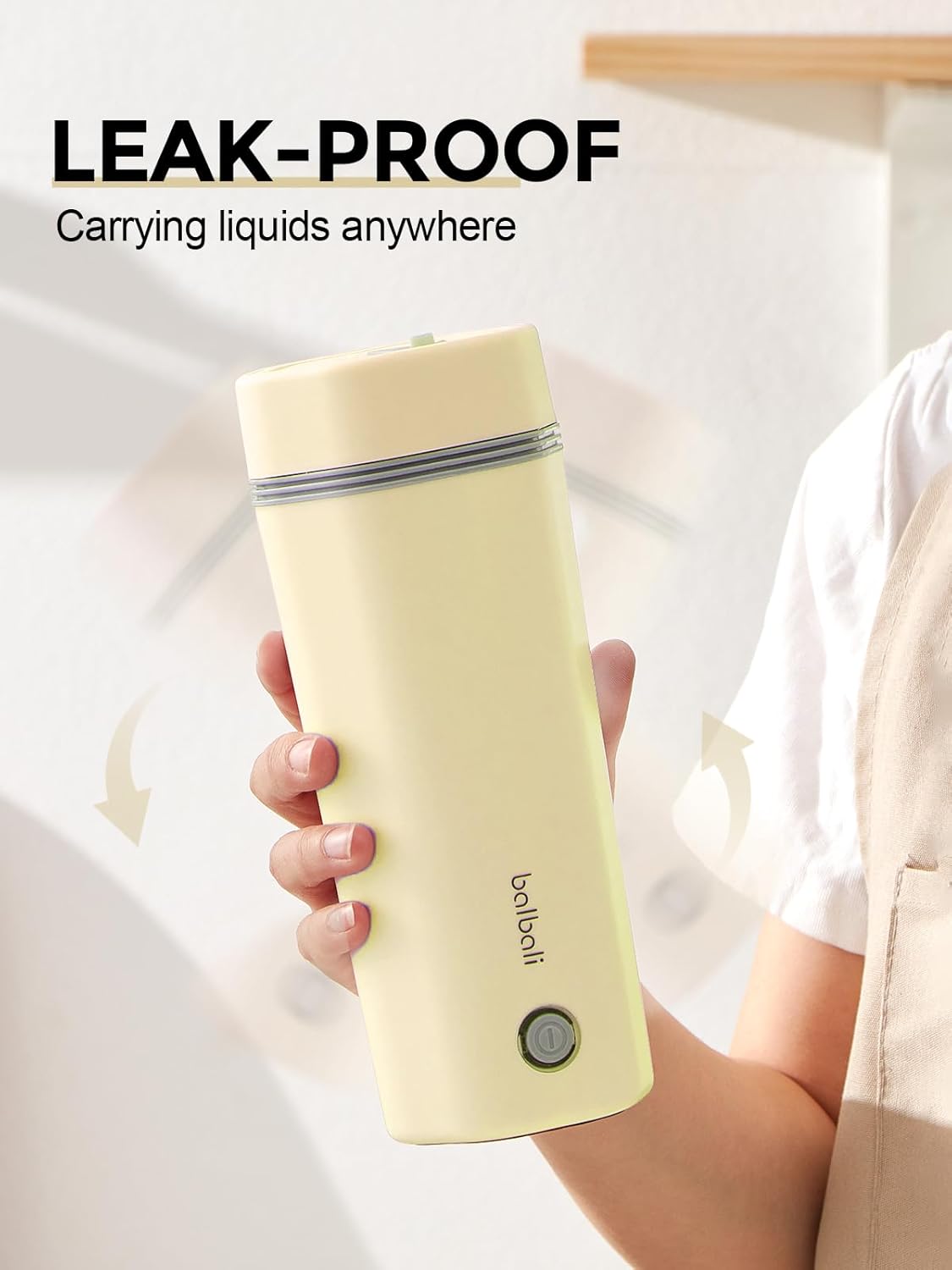 balbali Travel Kettle - 12oz Portable Electric Kettle for Boiling Water - Self Heating Cup/Thermos - Single Size Personal Tea Maker -Hot Water Boiler/Heater/Warmer - Yellow