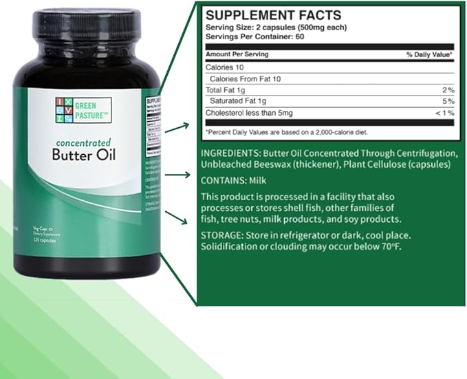 Green Pasture Concentrated Butter Oil Capsules-HarmonyPath Wellness