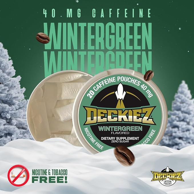 Caffeine Pouches, 1 Can (20 Pouches), Pre Workout Pouches, Coffee Pouches & Energy Drink Alternative, 40mg Caffeine per Pouch, Sugar Free Caffeine Supplement, Wintergreen Flavor